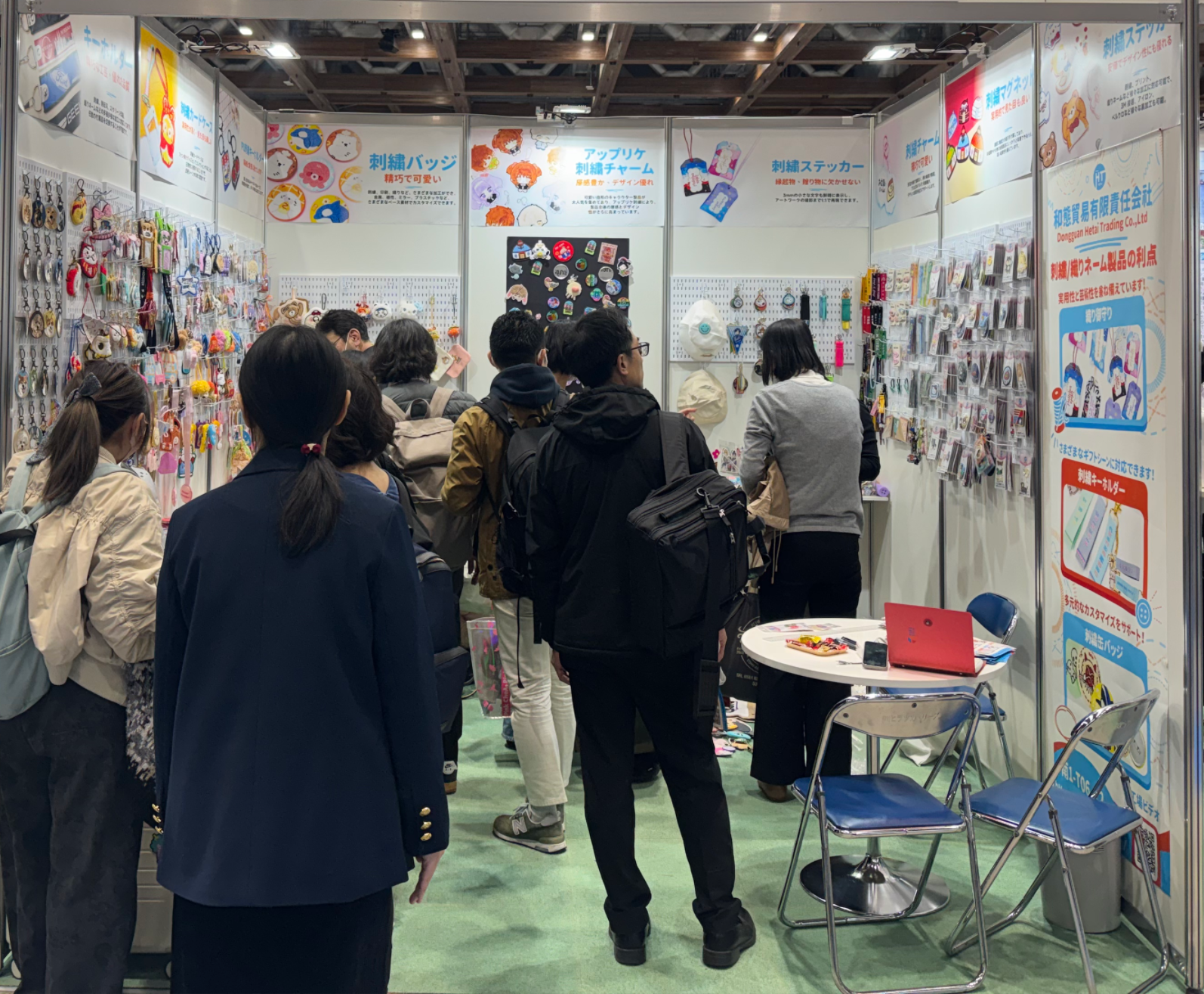 custom patches sample display at international trade show
